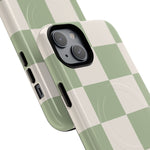 Sage Checkerboard Tough iPhone Case - Compatible with MagSafe - Shamo's