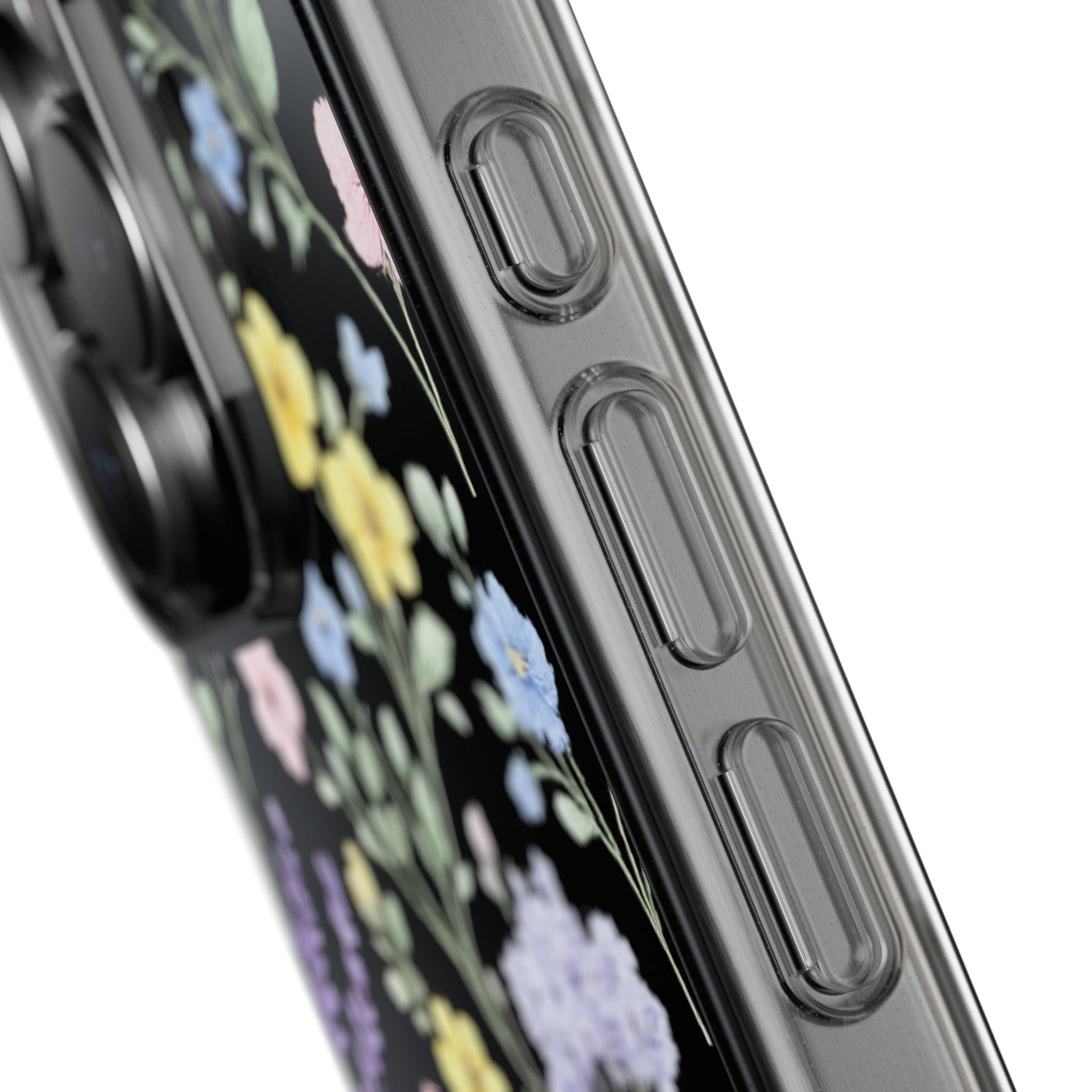 Clear Floral Impact-Resistant Phone Case — Pastel Wildflower Design