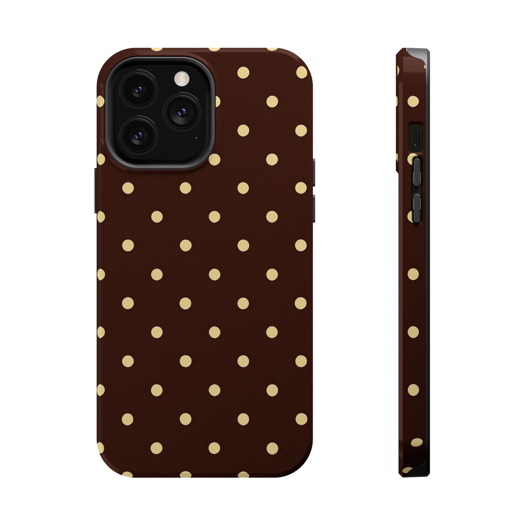 Polka Dot iPhone Case — Brown & Cream Protective Cover with MagSafe compatibility  Shamo's iPhone 13 Pro Max / Glossy