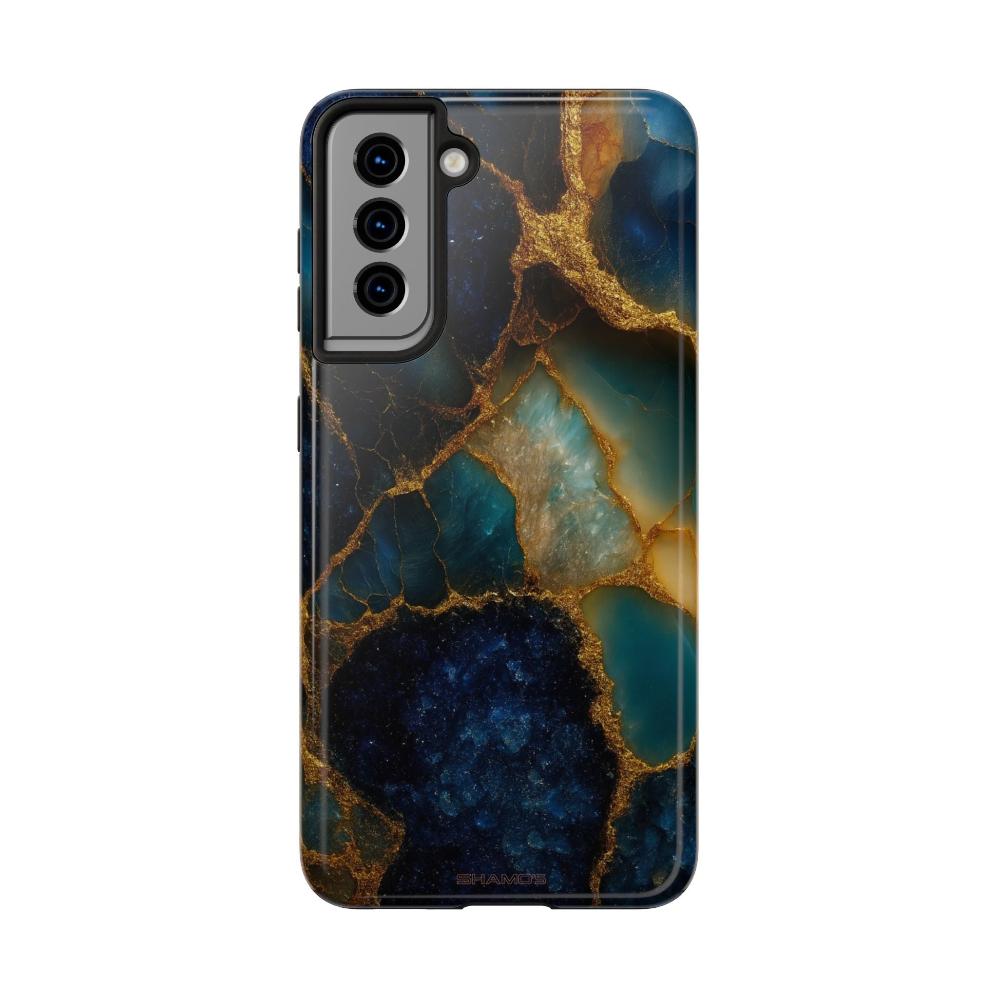 Blue Gold Agate Tough Phone Case Marble Stone Design - Samsung Galaxy S21 - Shamo's