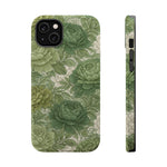 Green Succulent Floral Magnetic Impact-Resistant iPhone Case, MagSafe Compatible - iPhone 14 Plus / Glossy - Shamo's