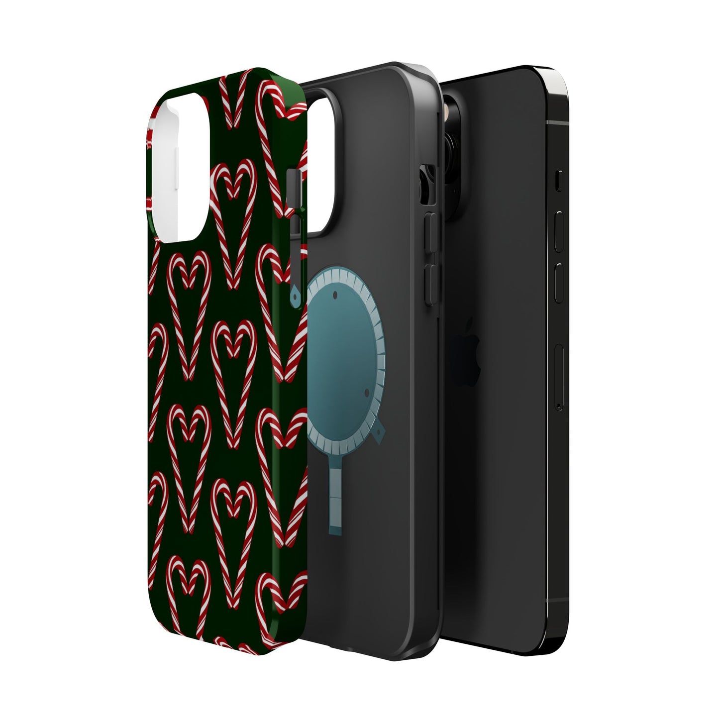 Candy Cane Heart MagSafe Impact-Resistant iPhone Case