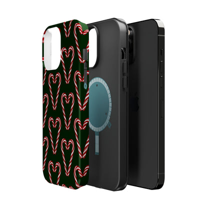 Candy Cane Heart MagSafe Impact-Resistant iPhone Case
