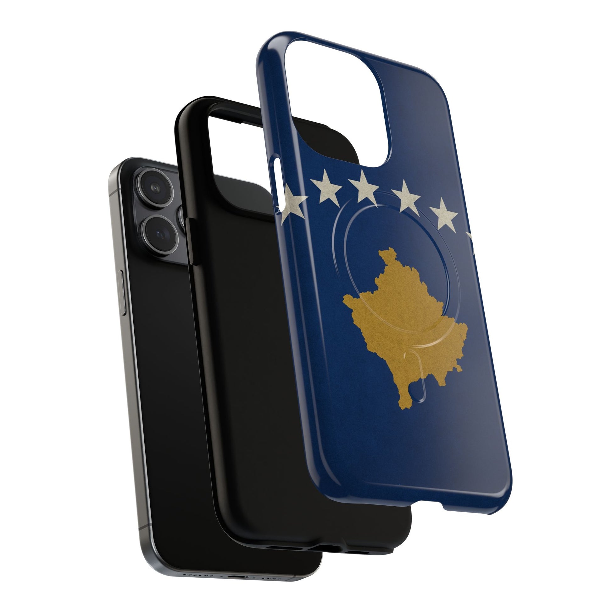 Kosovo Flag Tough iPhone Case — Navy Blue Stars & Gold Map (MagSafe compatible)  Shamo's