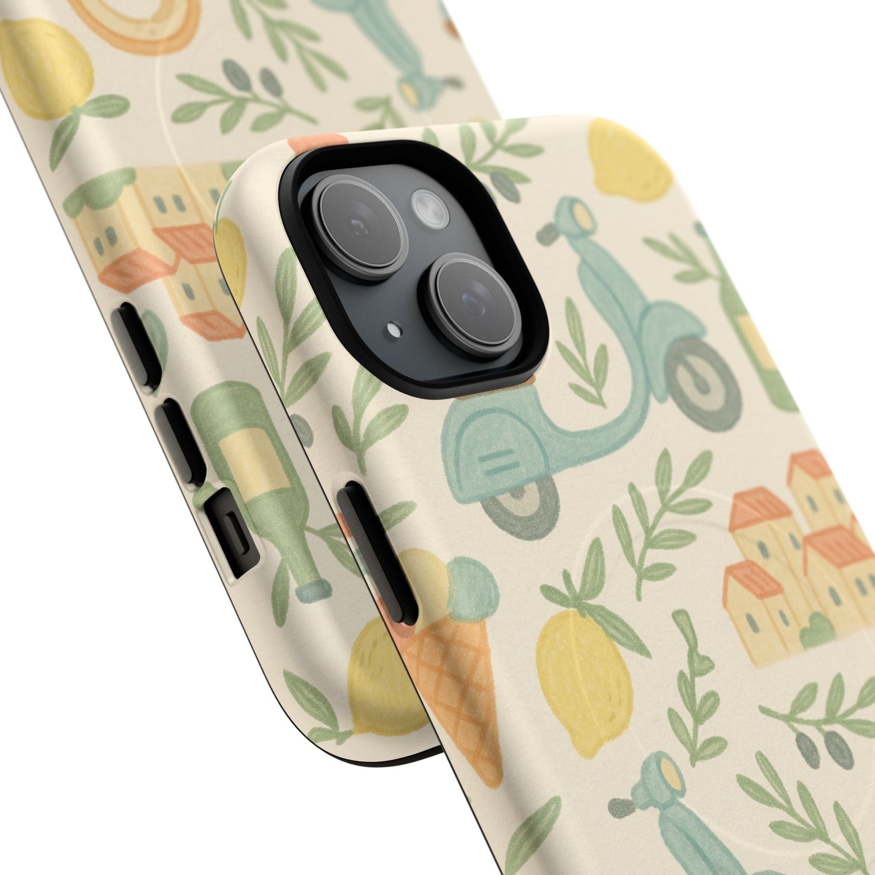Italian Summer Drawing  iPhone Case — Lemon & Vespa Pattern Tough MagSafe Case  Shamo's
