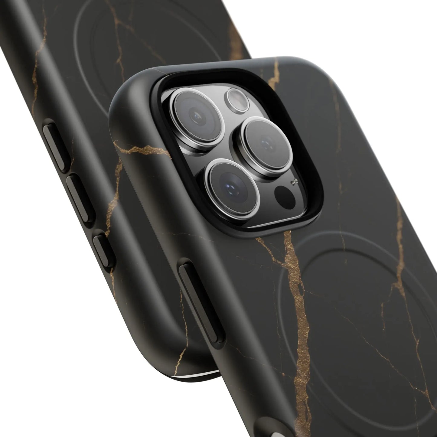 Black & Gold Marble iPhone Case with MagSafe