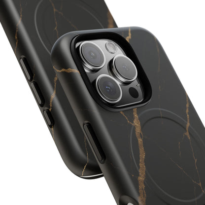 Black & Gold Marble iPhone Case with MagSafe