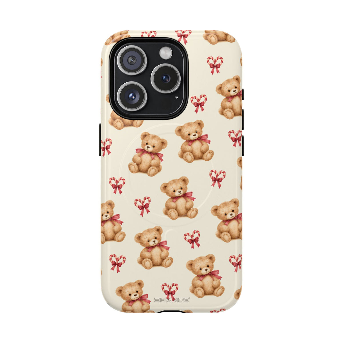 Coque iPhone Ourson des fêtes et sucres d’orge en forme de cœur avec MagSafe