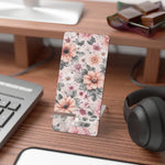Floral Phone Stan, Pink Vintage Flower Mobile Display Stand - 2.8" x 5.9" / Glossy - Shamo's