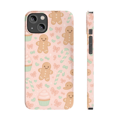 Gingerbread Holiday Slim iPhone Case — Cute Candy Cane & Cupcake Pattern