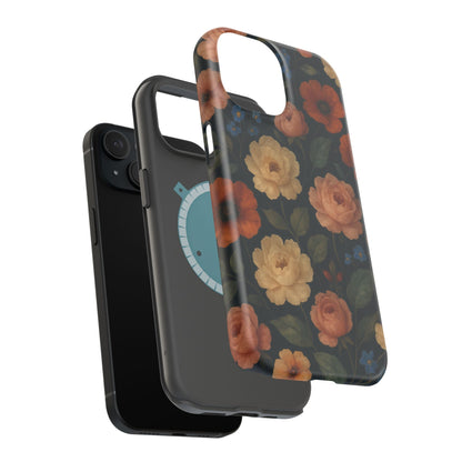 Floral Vintage Rose Magnetic Impact iPhone Case with MagSafe  Shamo's