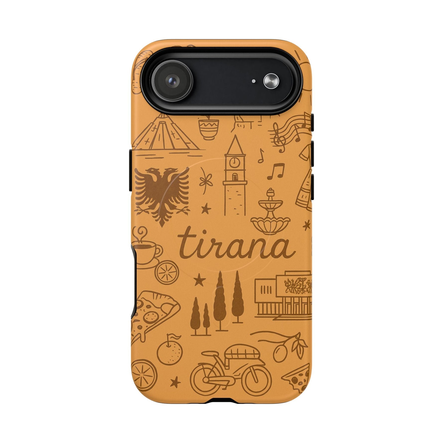 Tirana Illustrated Hand-Drawn iPhone Case — Albanian Landmarks & Icons | MagSafe compatible  Shamo's iPhone 17 Air / Matte