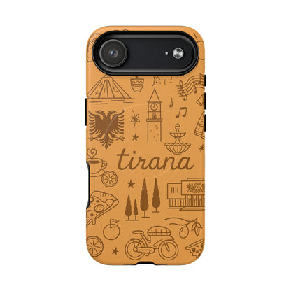 Tirana Illustrated Hand-Drawn iPhone Case — Albanian Landmarks & Icons | MagSafe compatible