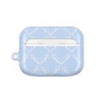 Pastel Blue Bow Pattern AirPod Case — Elegant Bow Pattern Protective Cover
