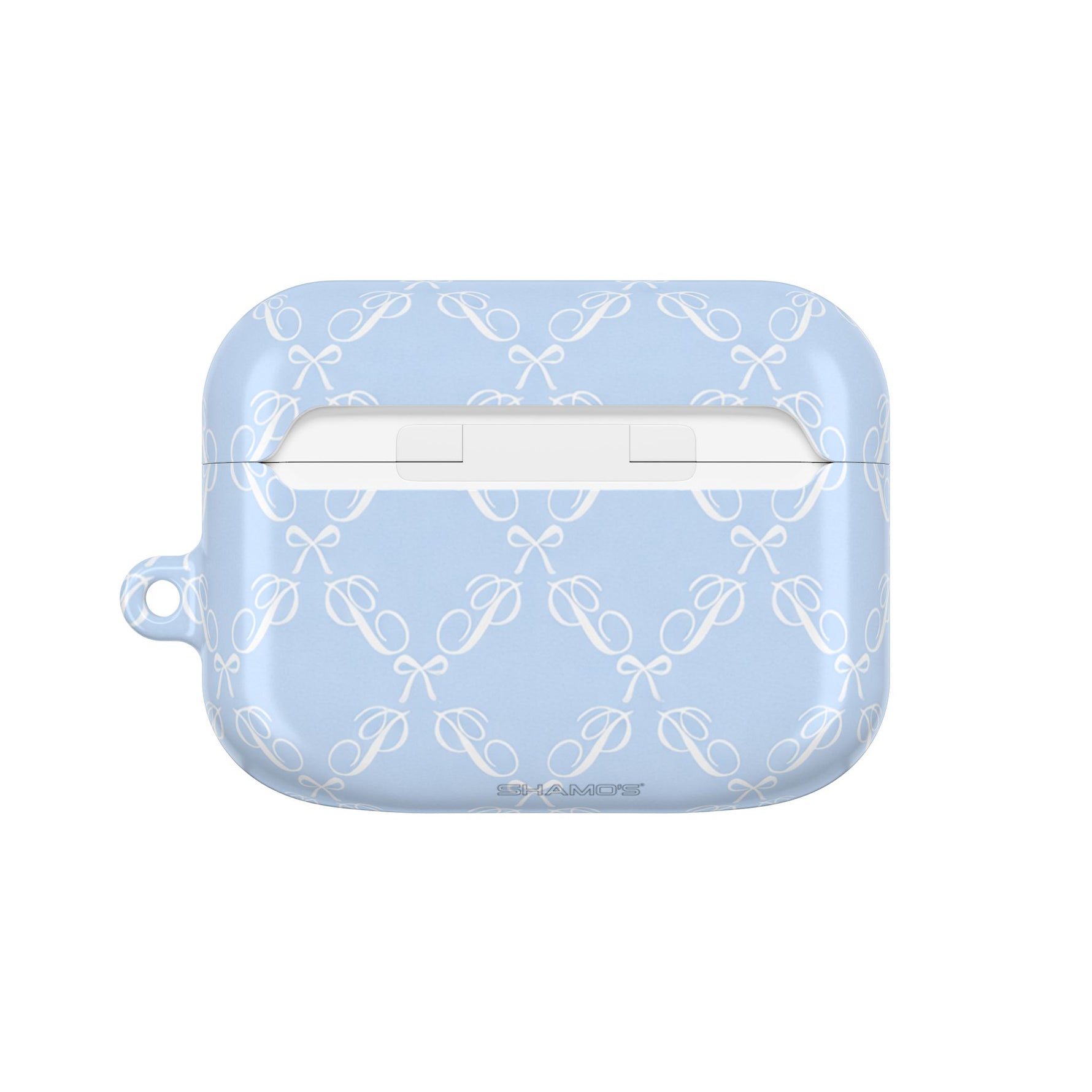 Pastel Blue Bow Pattern AirPod Case — Elegant Bow Pattern Protective Cover