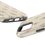 Desert Diamonds – Pastel Geometric Pattern MagSafe Phone Case, glossy diagonal dual-camera model, port openings and edge details
