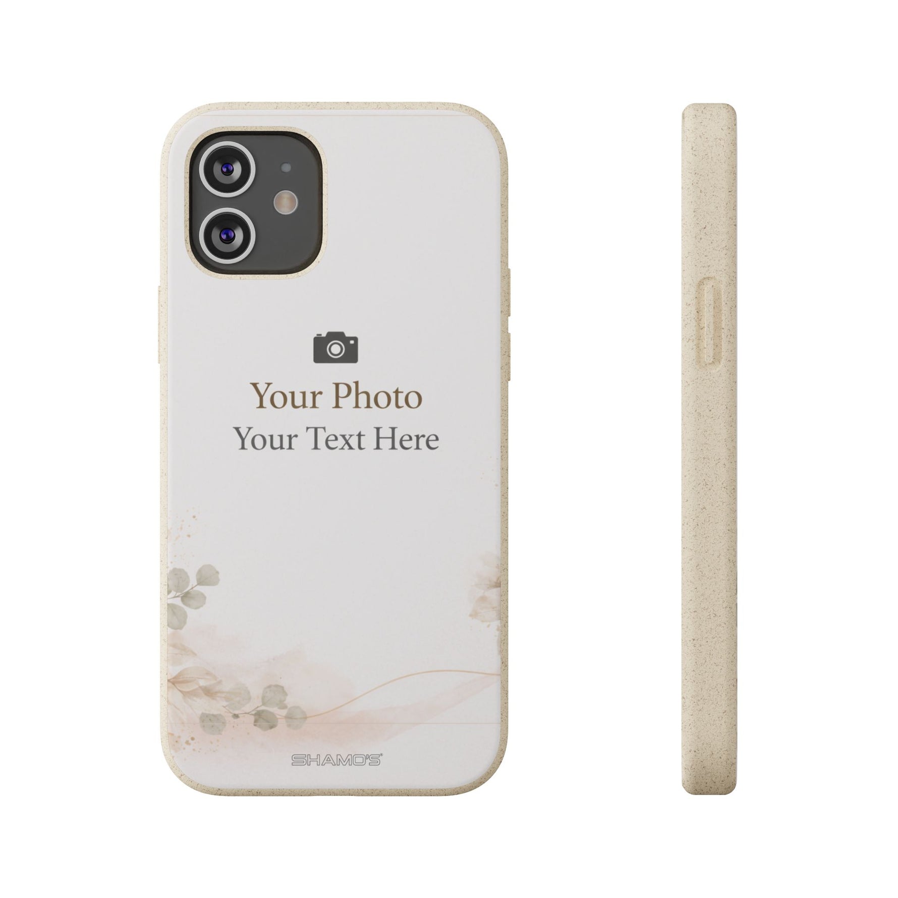 Personalizable Biodegradable Custom Phone Case | Add your own Photo and Text - iPhone 12 with gift packaging - Shamo's