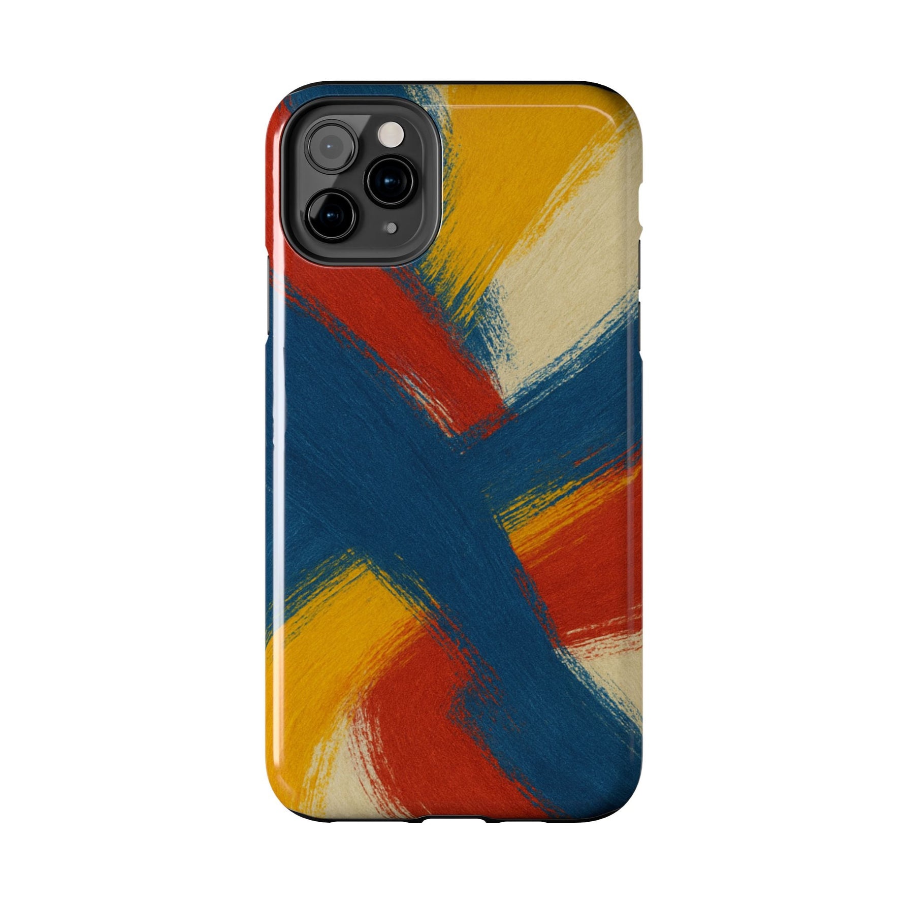 Abstract Brushstroke Tough Phone Case — Colorful Red, Blue & Yellow Protective Cover  Shamo's