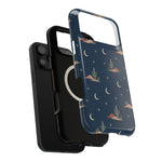 Desert Moon MagSafe Phone Case, glossy wide-camera Pro Max model, exploded shell and liner with magnetic ring