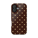 Polka Dot iPhone Case — Brown & Cream MagSafe Protective Cover