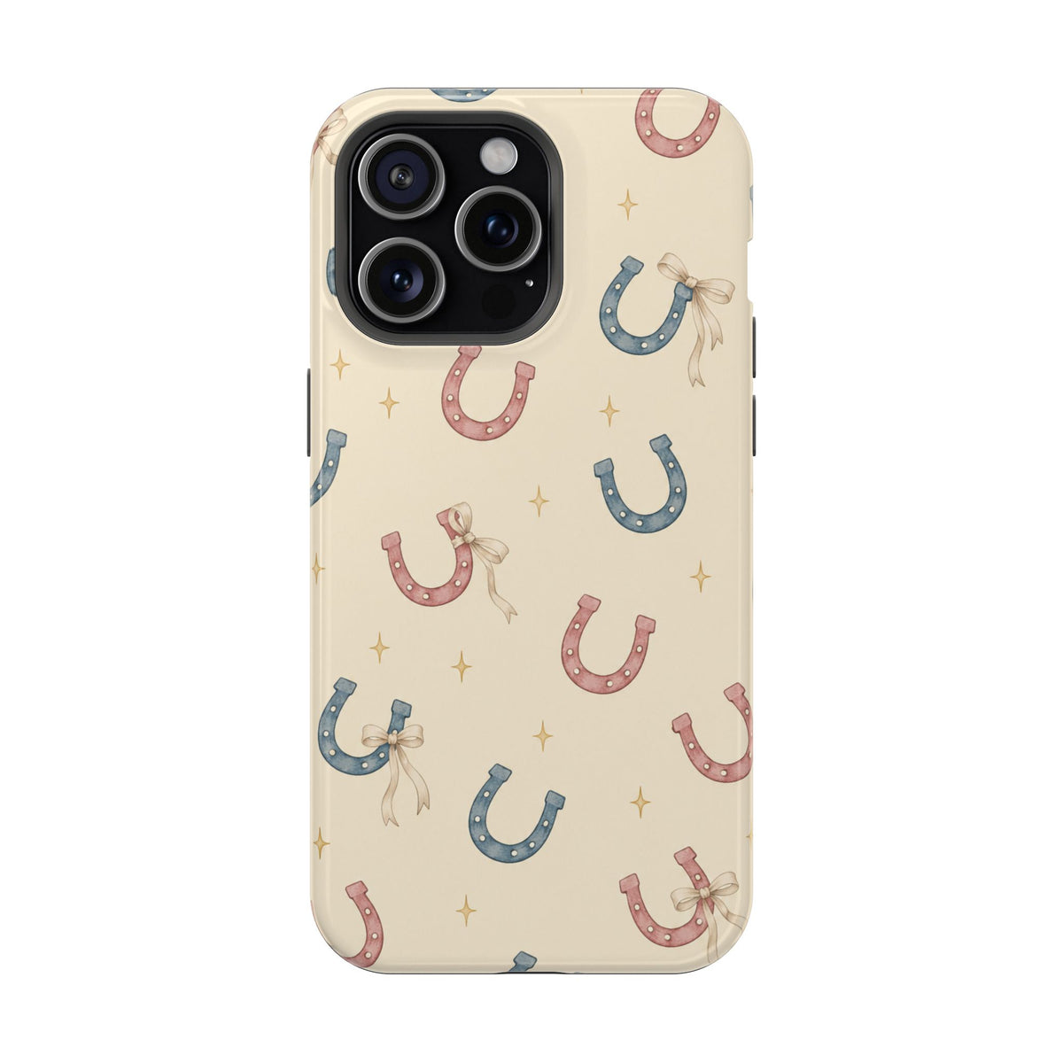 Prairie Horseshoes MagSafe Phone Case, glossy iPhone 15 Pro Max, rear view