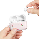 AirPod Case - Pink Striped Floral Rose Protective Cover