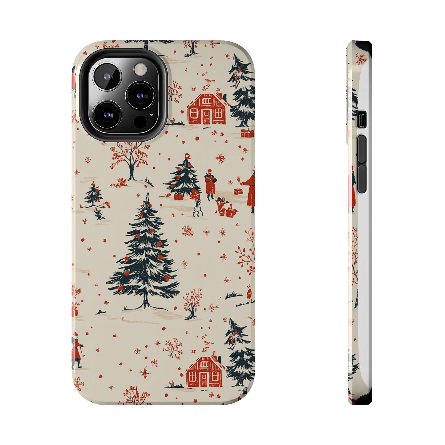 Winter Village Holiday Tough iPhone Case — Vintage Holidays & Snow Scene