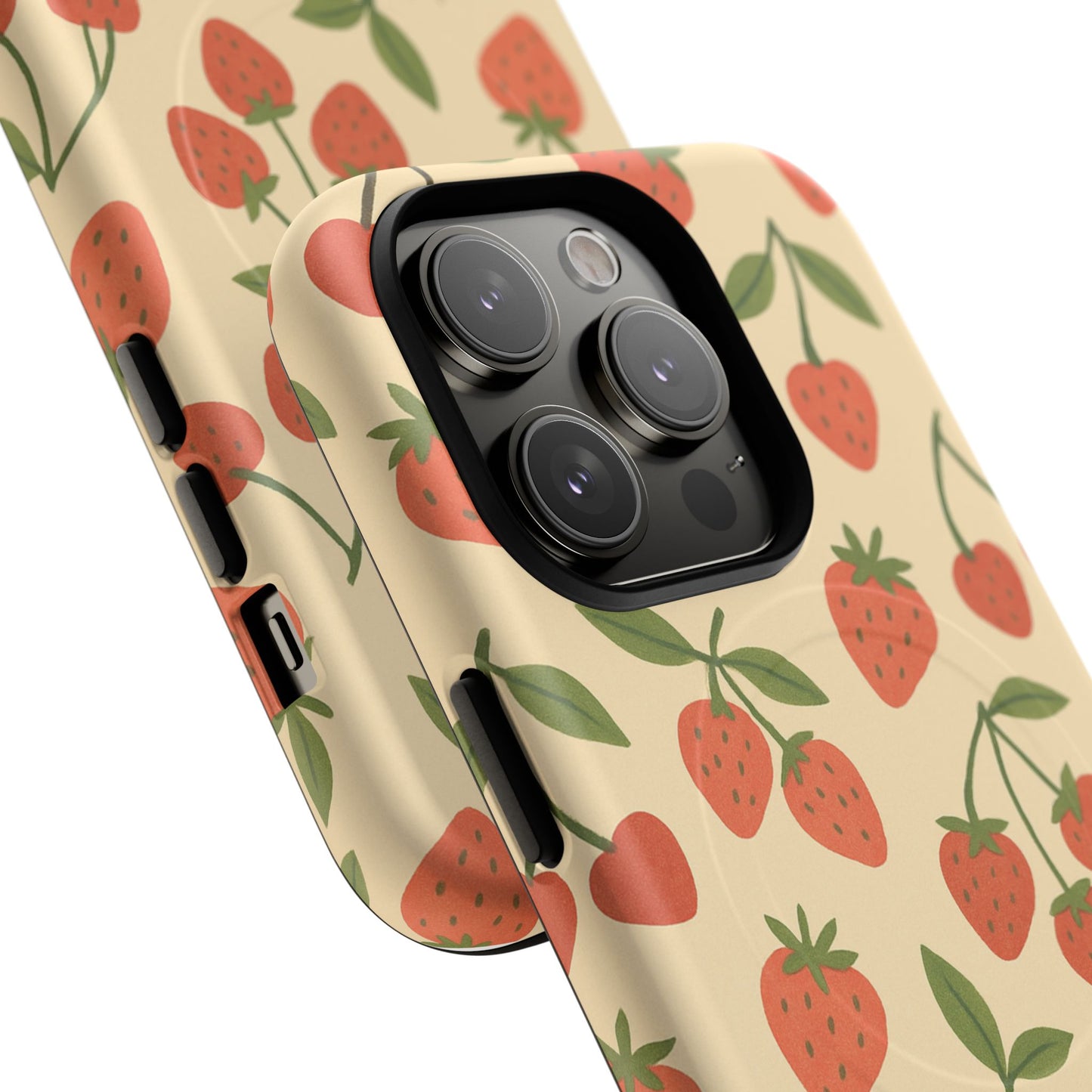 Strawberry Cherry Fruit Pattern iPhone Case | MagSafe Compatible