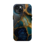 Blue Gold Agate Tough Phone Case Marble Stone Design  Shamo's iPhone 15