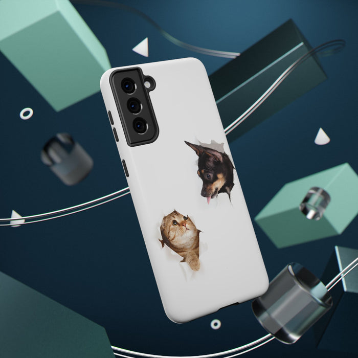 Impact-Resistant Cases with a cat and a dog