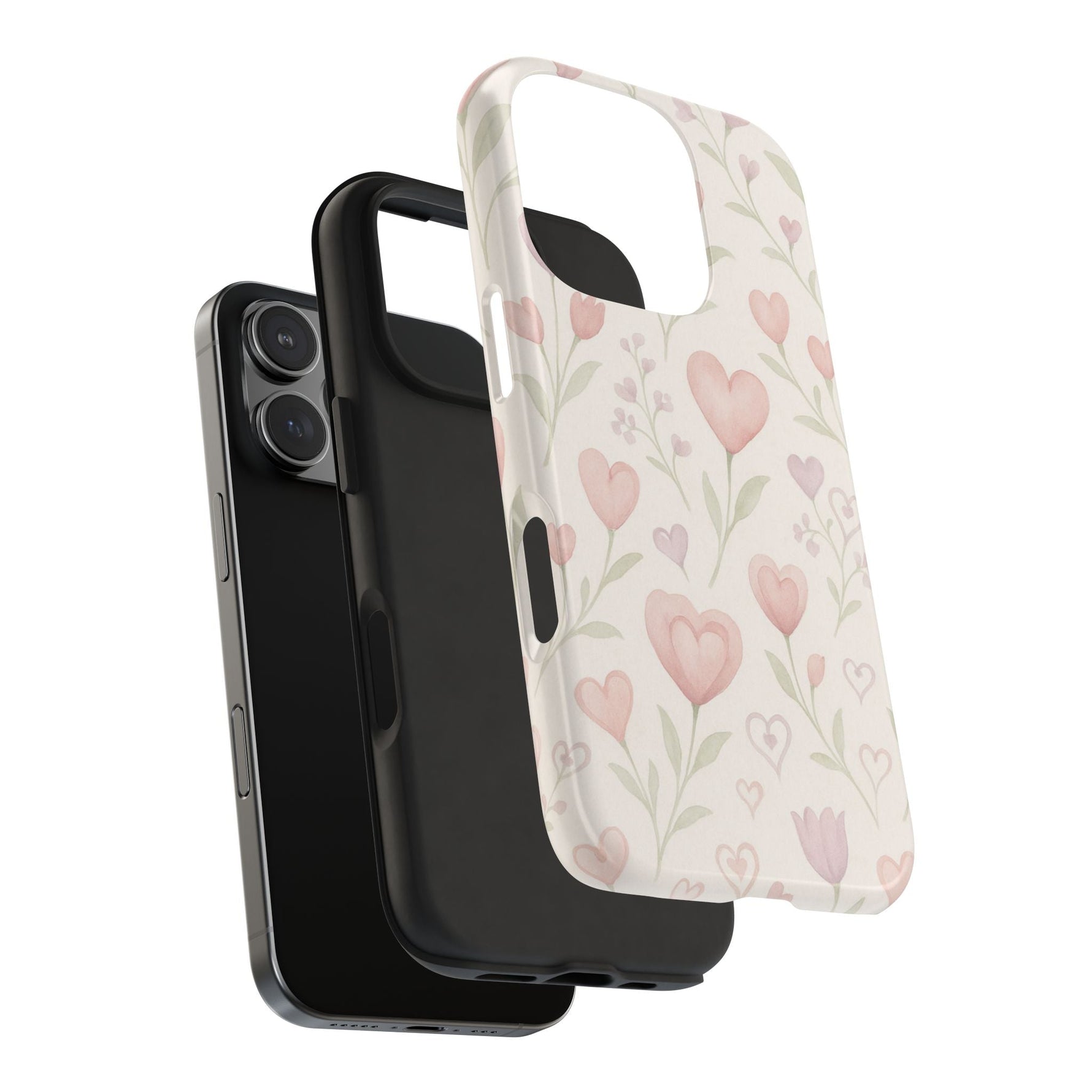 Pink Watercolor Heart Floral Pattern | Tough Impact Phone Case  Shamo's