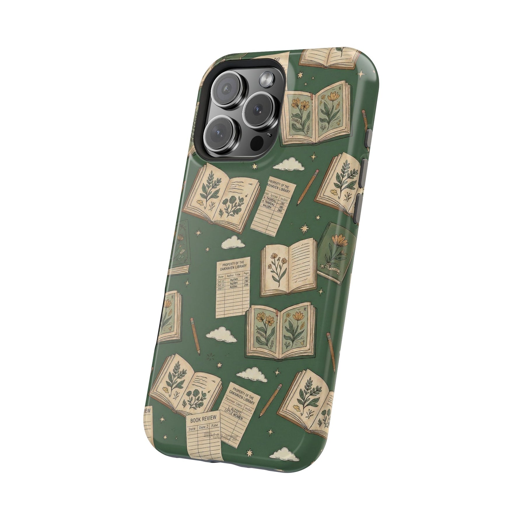 Botanical Journal Pattern iPhone Case | MagSafe Compatible Impact-Resistant Protective Cover