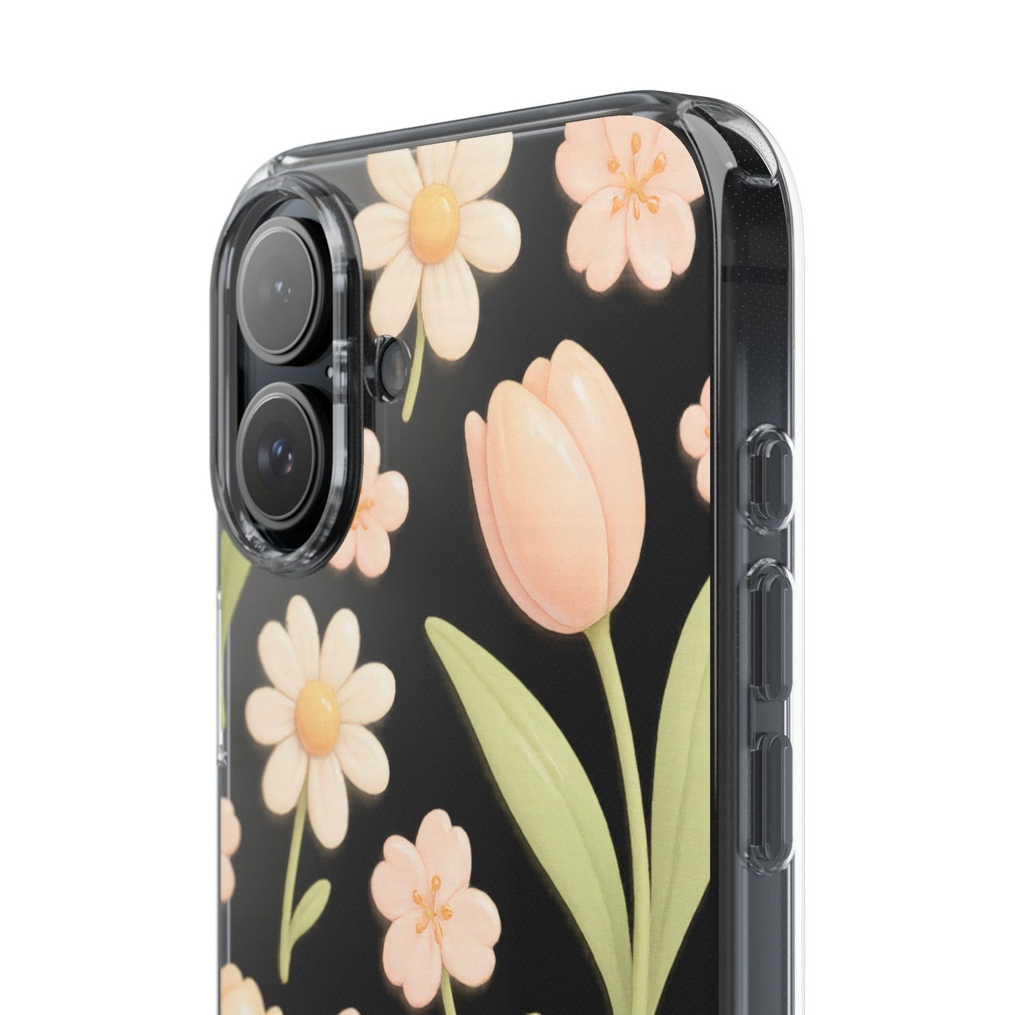 Floral Impact-Resistant Clear iPhone Case
