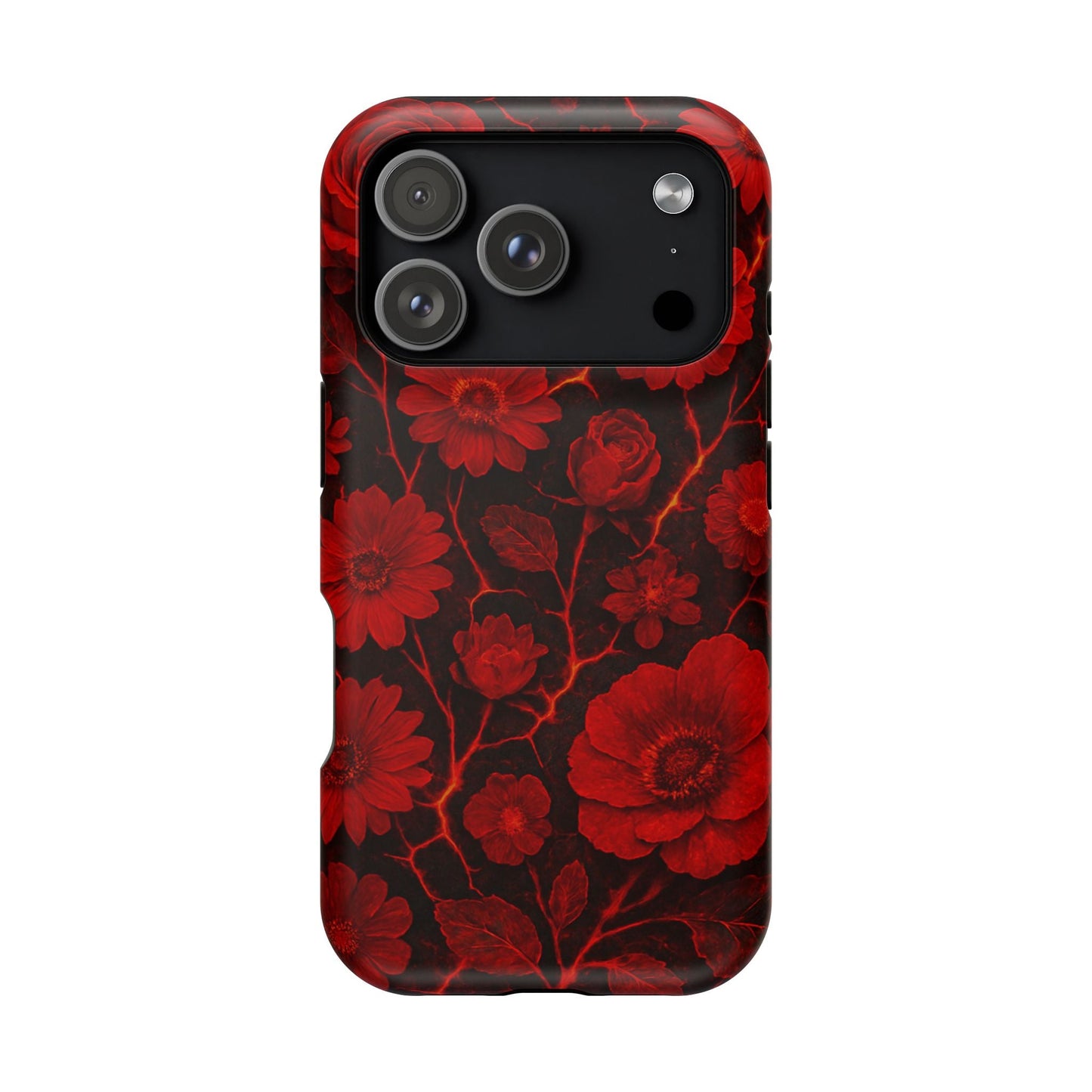 Melted Lava Dark Red Floral iPhone Case — MagSafe Compatible  Shamo's iPhone 17 Pro / Matte