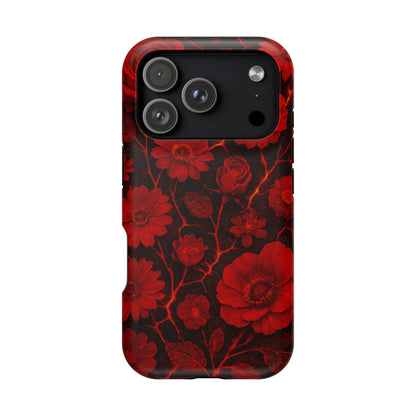 Melted Lava Dark Red Floral iPhone Case — MagSafe Compatible  Shamo's iPhone 17 Pro / Matte