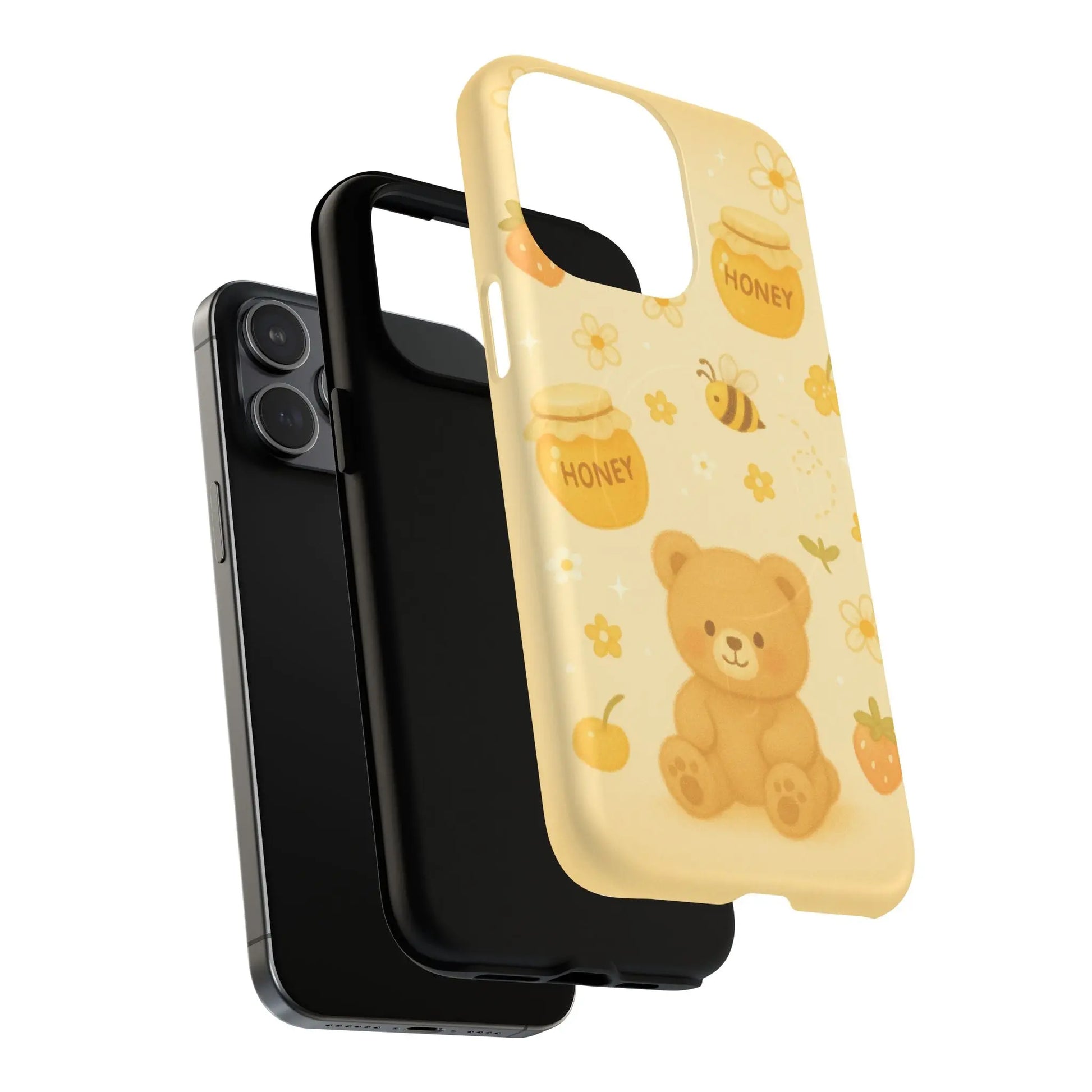 Cute Honey Teddy Bear iPhone Case — Yellow Bee & Honey Pot Design with MagSafe - Shamo's