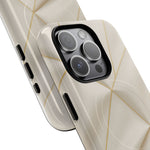 Beige Gold Geometric Luxury Series iPhone Case with MagSafe - Shamo's