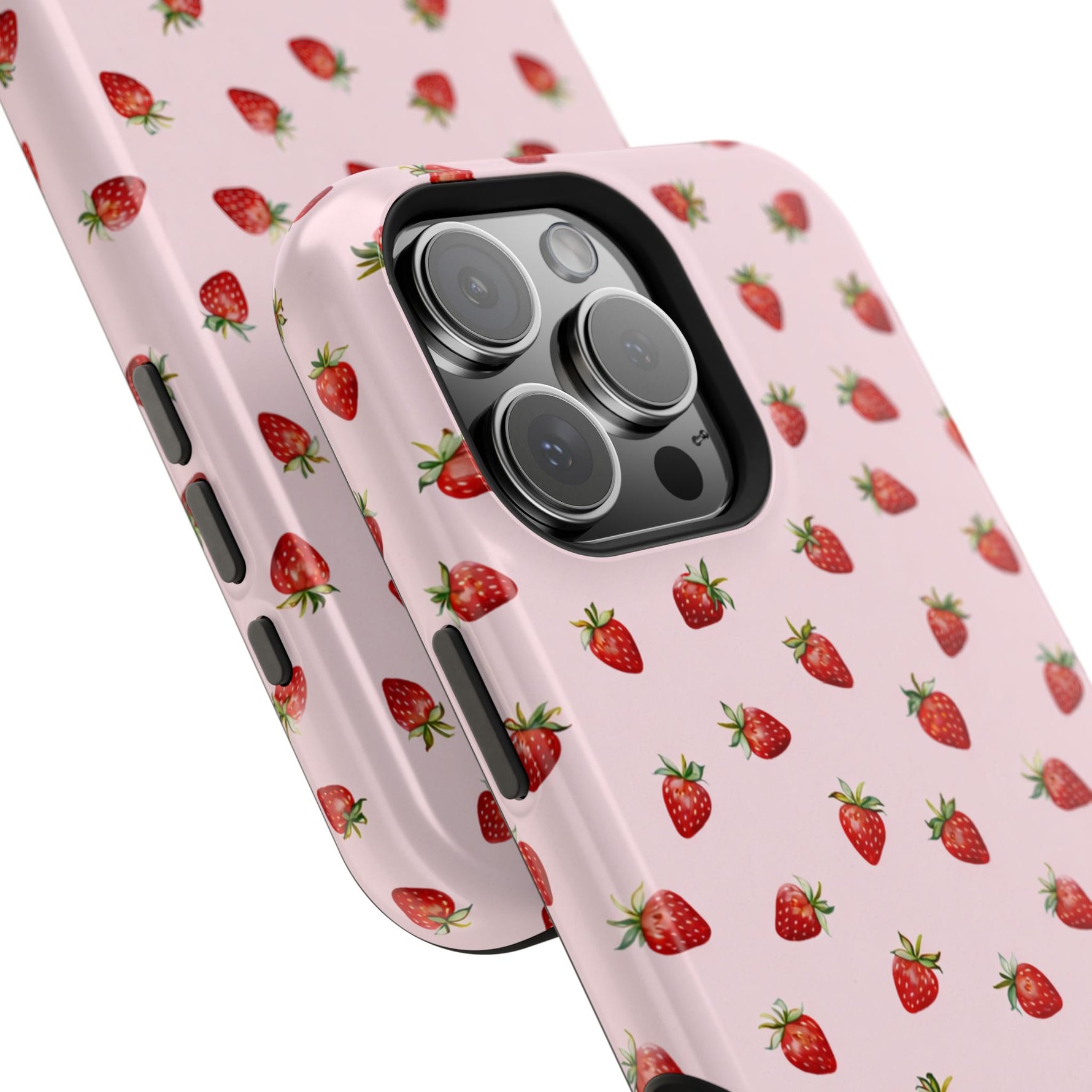 Strawberry Pattern Magnetic Impact-Resistant Phone Case with MagSafe Compatibility