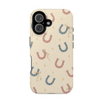 Prairie Horseshoes MagSafe Phone Case, glossy iPhone 16, rear view