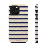 Navy & Cream Ribbed Holiday Sweater Design iPhone Case with MagSafe compatibility