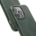 Topographic Green Magnetic Impact-Resistant iPhone Case | MagSafe compatible  Shamo's