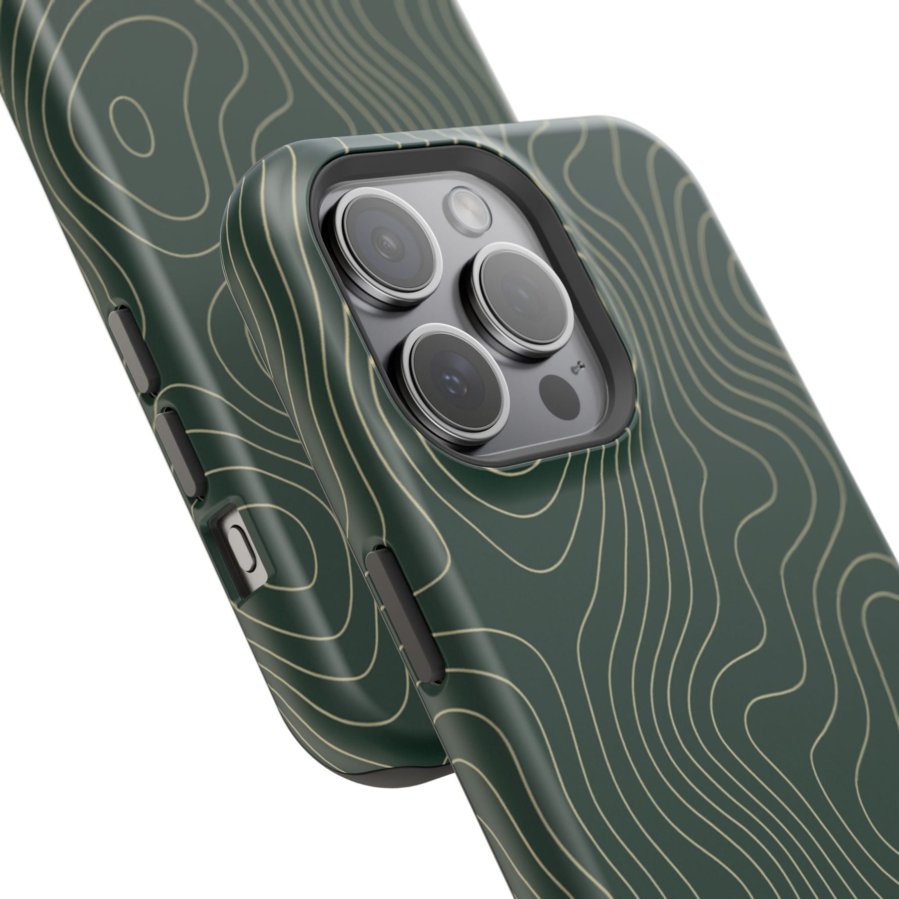 Topographic Green Magnetic Impact-Resistant iPhone Case | MagSafe compatible  Shamo's