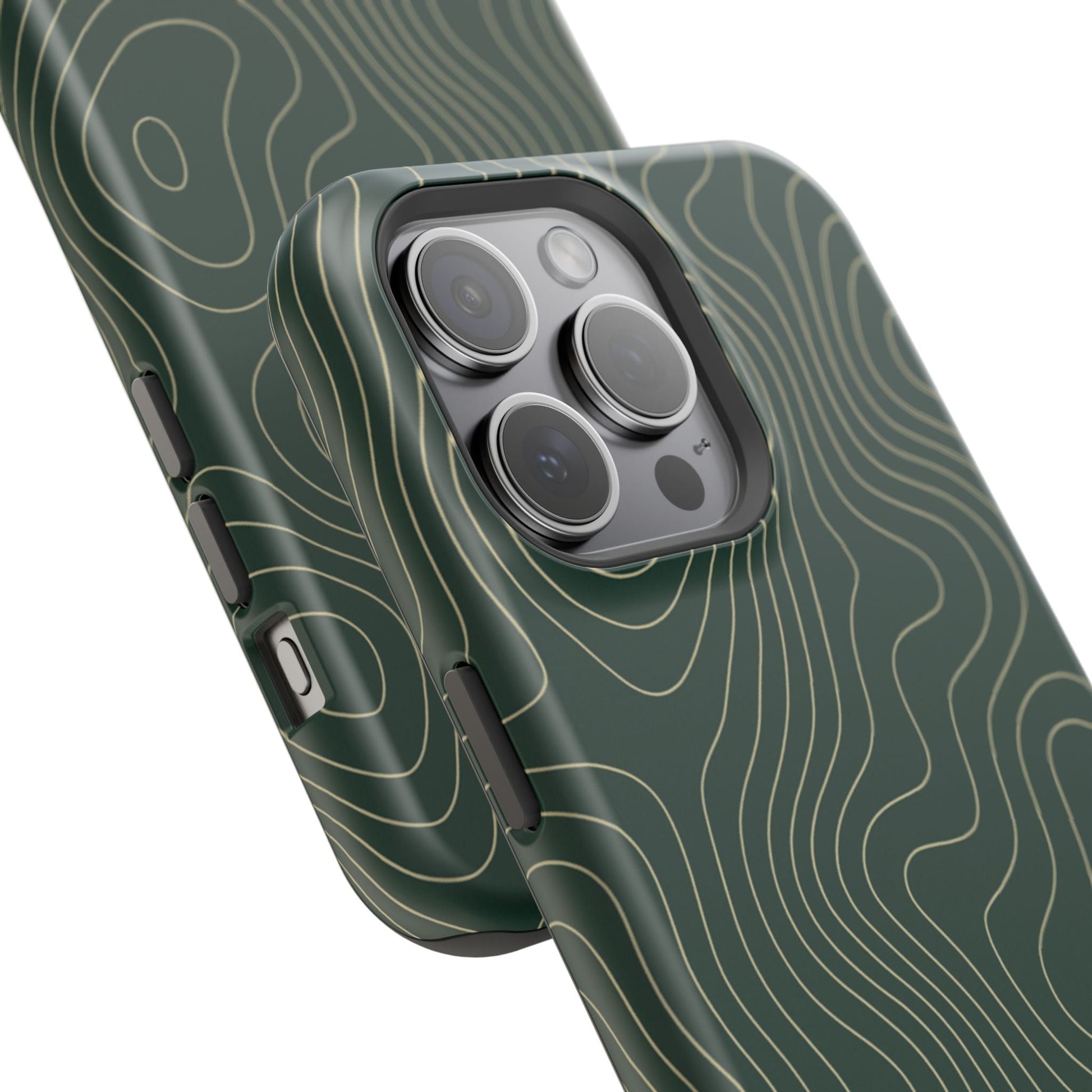 Topographic Green Magnetic Impact-Resistant iPhone Case | MagSafe compatible  Shamo's