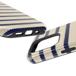 Navy & Cream Ribbed Holiday Sweater Design iPhone Case with MagSafe compatibility