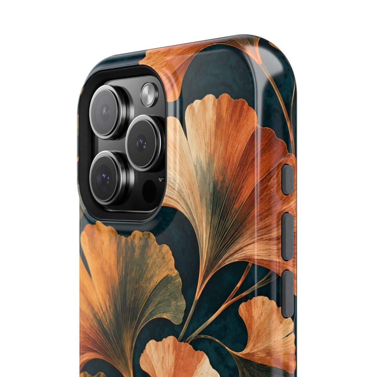 Rear camera and corner detail: Nocturne Ginkgo MagSafe phone case for iPhone 16 Pro Max #iphone-16-pro-max