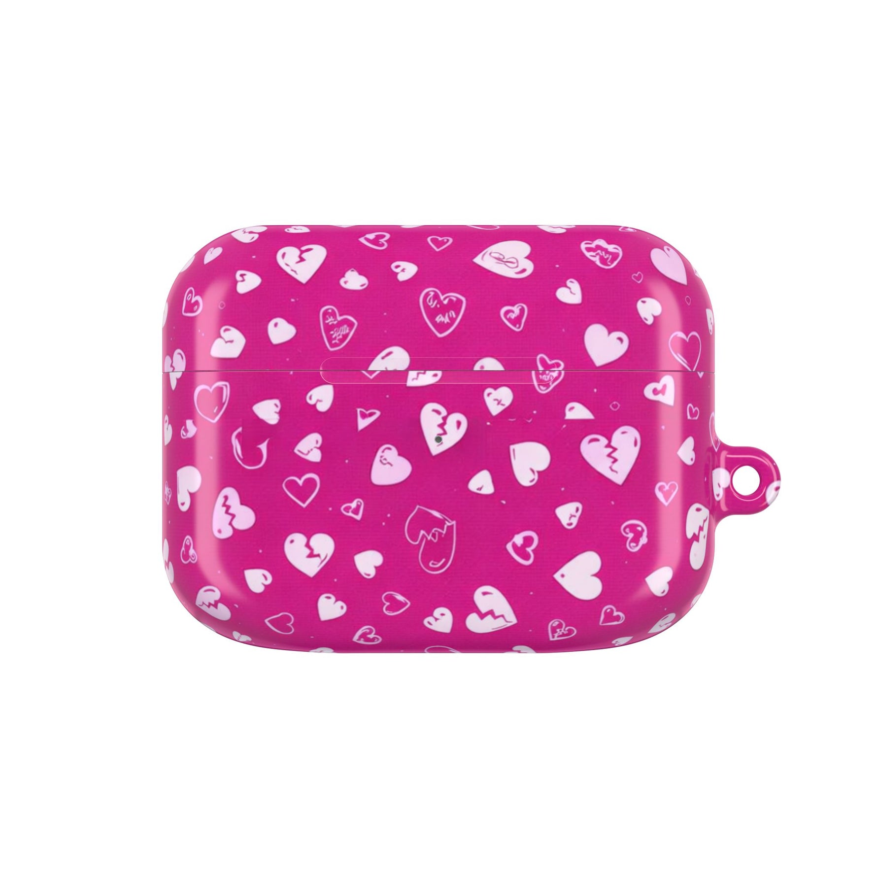 Pink Broken Heart Pattern AirPod Case — Cute Valentine Protective Charging Case