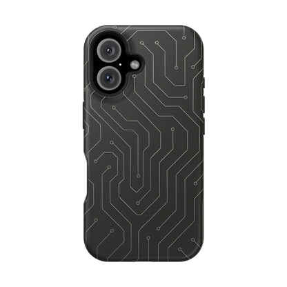 Black Circuit Board Design iPhone Case | MagSafe  Shamo's iPhone 16 / Matte