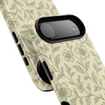 Sage Green Vintage Floral Pattern iPhone Case | MagSafe Compatible - Shamo's