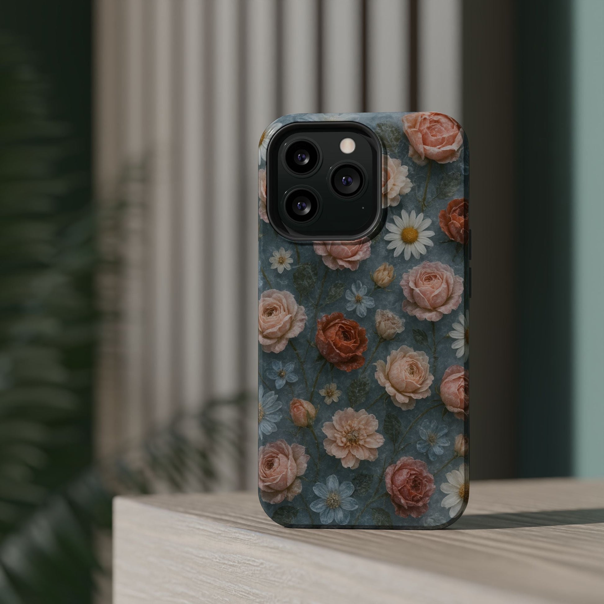 Frozen Floral Vintage Roses & Daisies iPhone Case with MagSafe compatibility  Shamo's