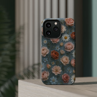 Frozen Floral Vintage Roses & Daisies iPhone Case with MagSafe compatibility  Shamo's